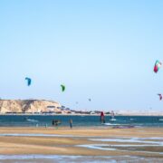 Wind surfers in Dakhla, Western Sahara